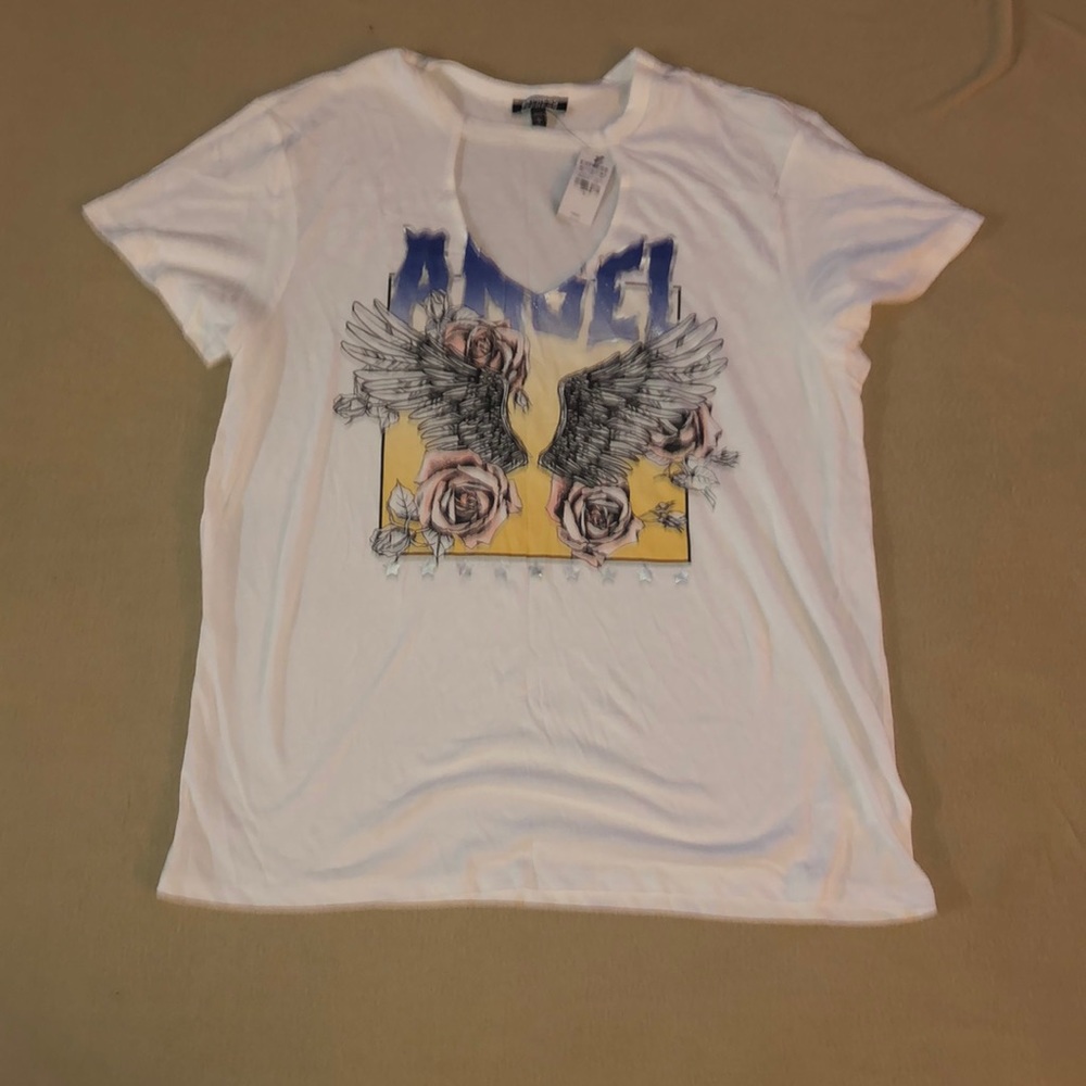 White slight V-Cut Angel Shirt
